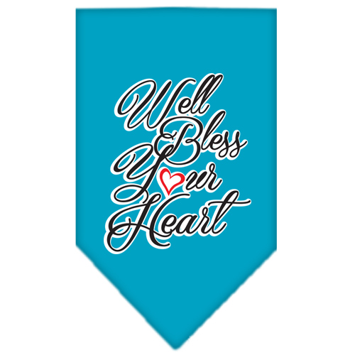 Well Bless Your Heart Screen Print Bandana Turquoise Large